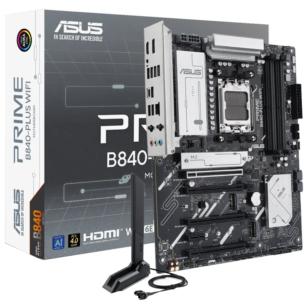 Placa Mãe Asus Prime B840-plus Wi-fi Socket Am5 Ddr5 Atx Bluetooth 5.0 RGB 4x Sata 6gb/s PCie 4.0