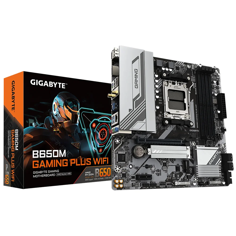 Placa Mãe Gigabyte B650m Gaming Plus Wi-fi Socket Am5 Ddr5 Micro Atx 4x Sata 6gb/s PCie 4.0 Bluetooth 5.2 RGB
