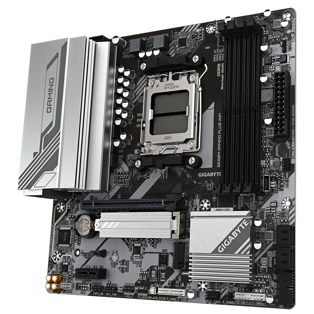 Imagem 2 de 3 do produto Placa Mãe Gigabyte B650m Gaming Plus Wi-fi Socket Am5 Ddr5 Micro Atx 4x Sata 6gb/s PCie 4.0 Bluetooth 5.2 RGB