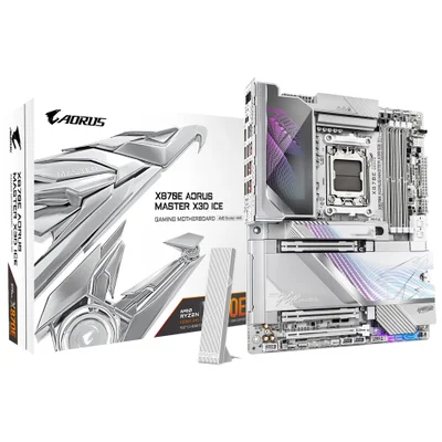Placa Mãe Gigabyte X870e Aorus Master X3d Ice Socket Am5 Ddr5 Atx PCie 5.0 RGB 10+1 Fases De Energia