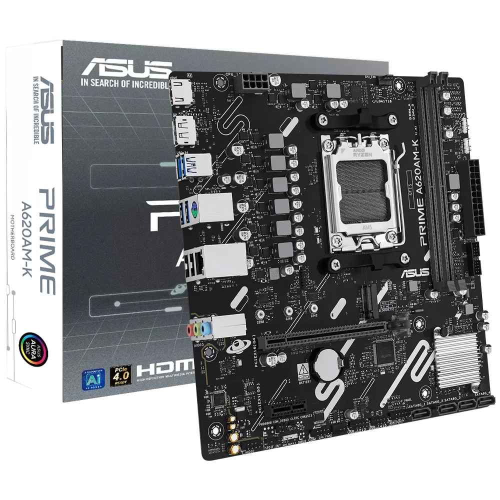 Placa Mãe Asus Prime A620am-k Socket Am5 Ddr5 Atx 4x Sata 6gb/s Usb 3.2 Gen 2 RGB M.2 PCie 4.0