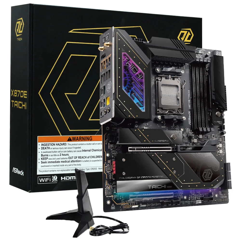 Placa Mãe Asrock X870e Taichi Socket Am5 Ddr5 Atx PCie 5.0 Usb 3.2 Gen2x2 M.2 4 Slots RGB