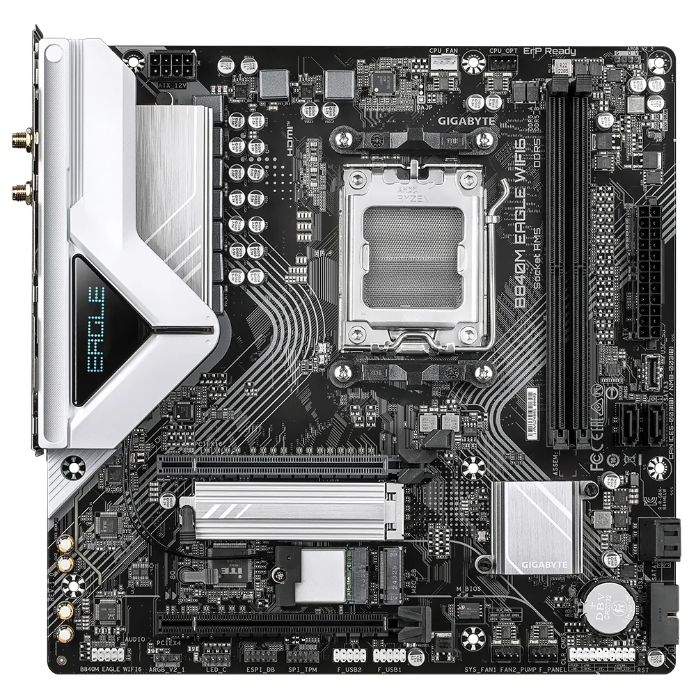Imagem 2 de 3 do produto Placa Mãe Gigabyte B840m Eagle Wi-fi 6 Socket Am5 Ddr5 Micro Atx Bluetooth 5.2 4 Slots Ram RGB