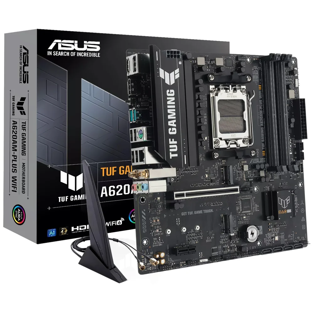 Placa Mãe Asus Tuf Gaming A620am-plus Wi-fi Socket Am5 Ddr5 Atx 4x Ddr5 128GB Wi-fi 6 Bluetooth 5.2 RGB Gamer