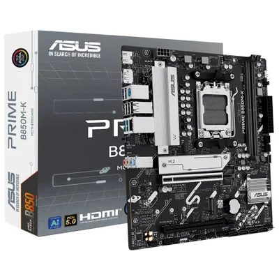 Placa Mãe Asus Prime B850m-k Socket Am5 Ddr5 Micro Atx 4 Slots Memória Suporte PCie 5.0 Usb 3.2 Gen 2