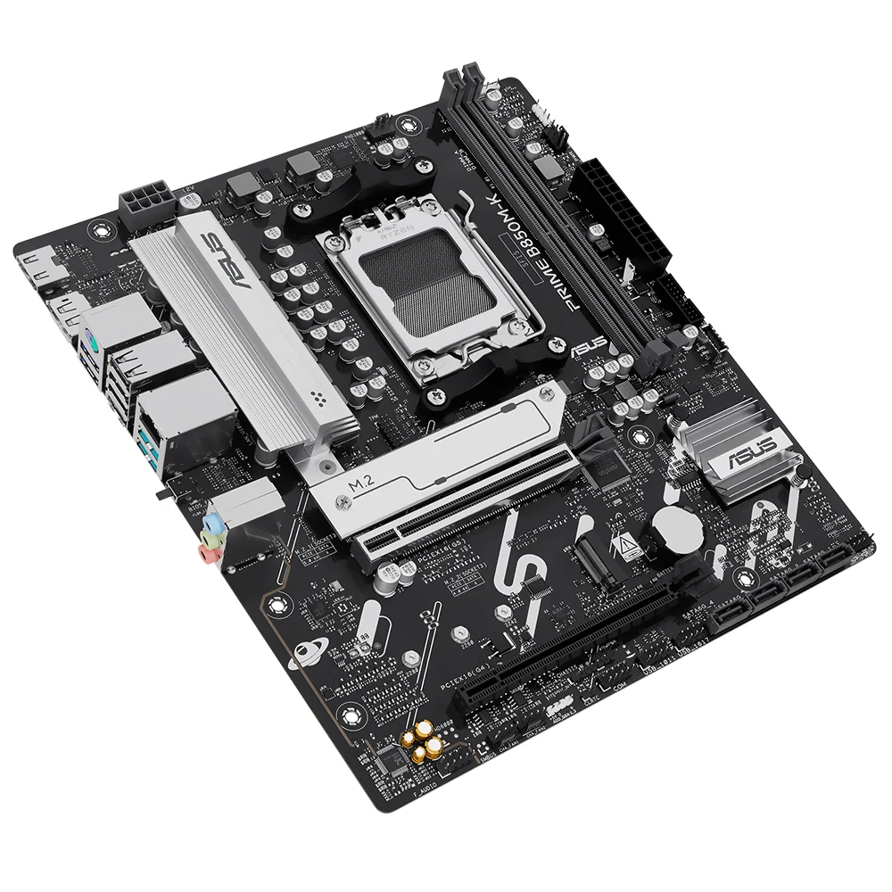 Imagem 2 de 3 do produto Placa Mãe Asus Prime B850m-k Socket Am5 Ddr5 Micro Atx 4 Slots Memória Suporte PCie 5.0 Usb 3.2 Gen 2