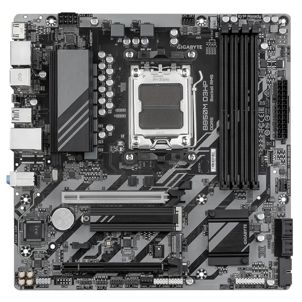 Imagem 3 de 3 do produto Placa Mãe Gigabyte B850m D3hp Socket Am5 Ddr5 Micro Atx 4x Ddr5 128GB PCie 4.0 Usb 3.2 Gen 2 RGB