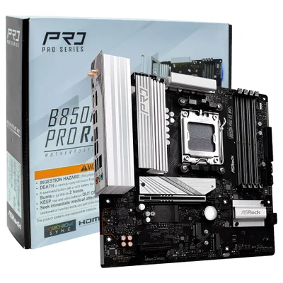 Placa Mãe Asrock B850m Pro Rs Wi-fi Socket Am5 Ddr5 Micro Atx Bluetooth 5.2 4x Sata 6gb/s PCie 4.0