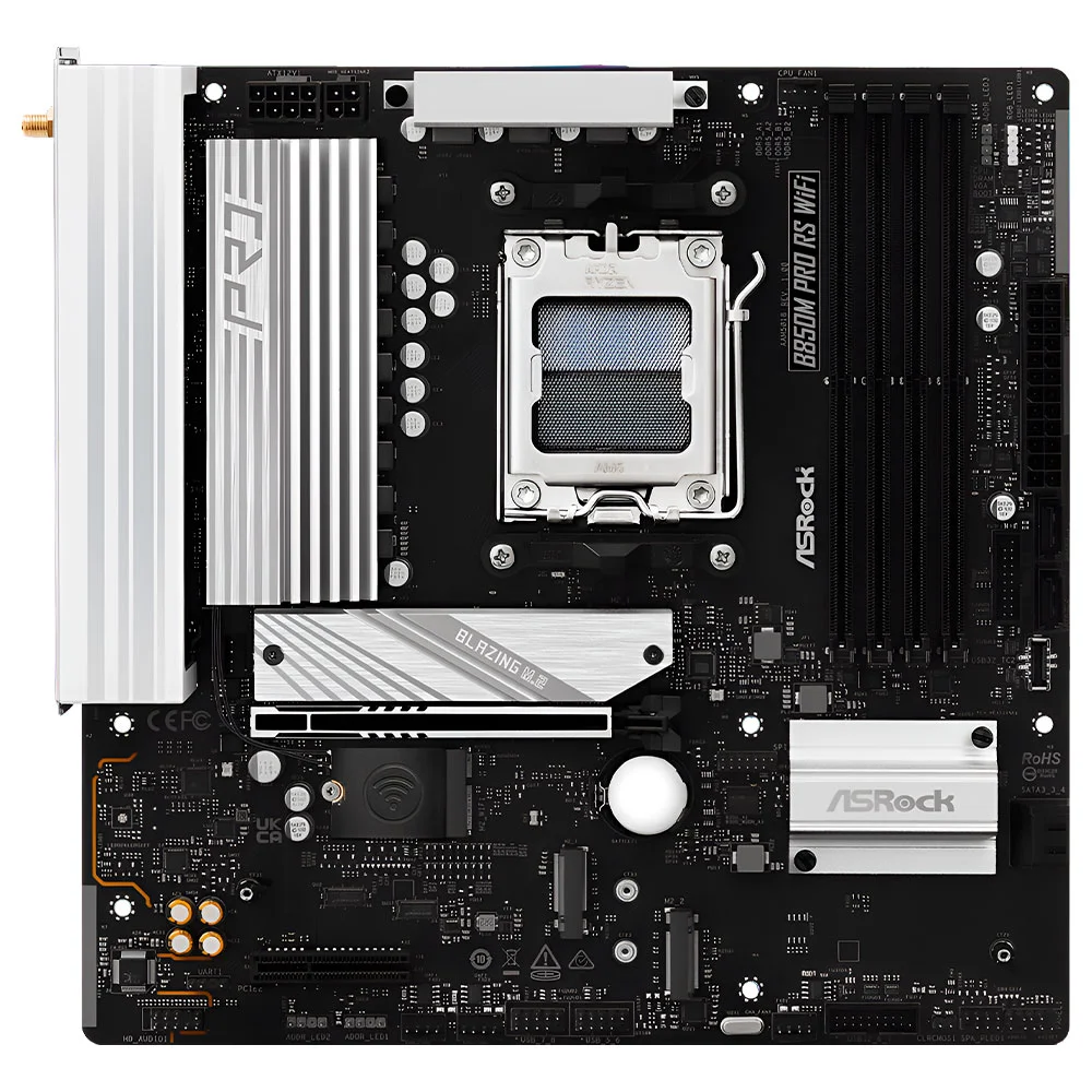 Imagem 3 de 3 do produto Placa Mãe Asrock B850m Pro Rs Wi-fi Socket Am5 Ddr5 Micro Atx Bluetooth 5.2 4x Sata 6gb/s PCie 4.0