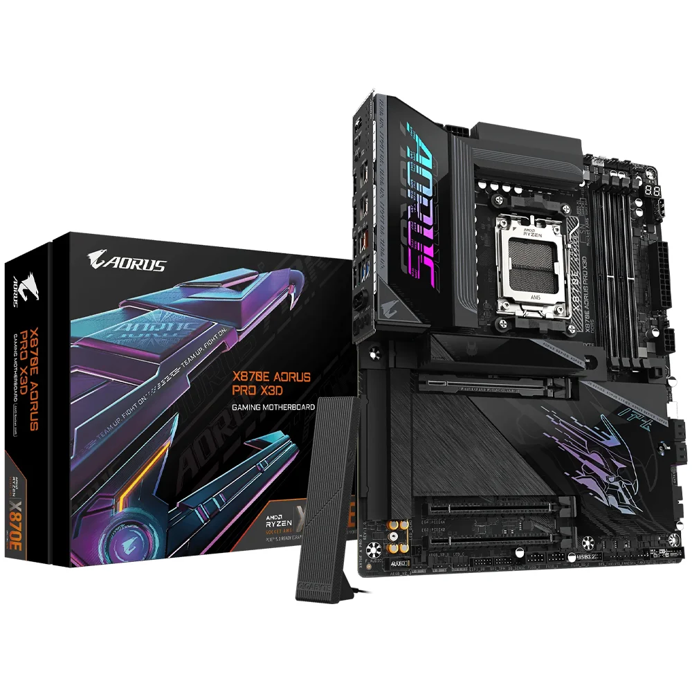Imagem 2 de 3 do produto Placa Mãe Gigabyte X870e Aorus Pro X3d Socket Am5 Ddr5 Atx PCie 5.0 Usb 3.2 Gen 2 Wi-fi 6e RGB