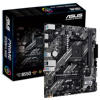 Placa Mãe Asus Prime B550m-k ARGB Socket Am4 Ddr4 Micro Atx RGB 4x Sata 6gb/s PCie 4.0 Suporte Amd Ryzen