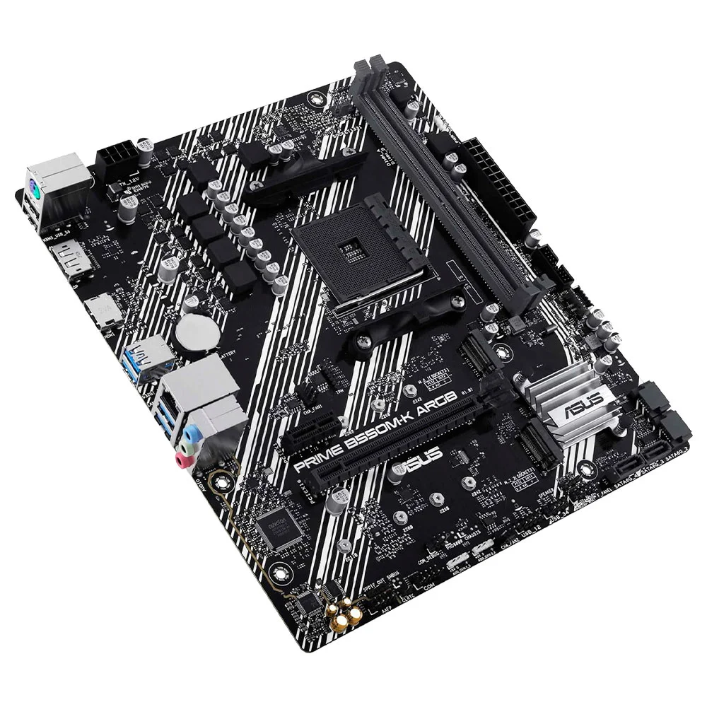 Imagem 3 de 3 do produto Placa Mãe Asus Prime B550m-k ARGB Socket Am4 Ddr4 Micro Atx RGB 4x Sata 6gb/s PCie 4.0 Suporte Amd Ryzen