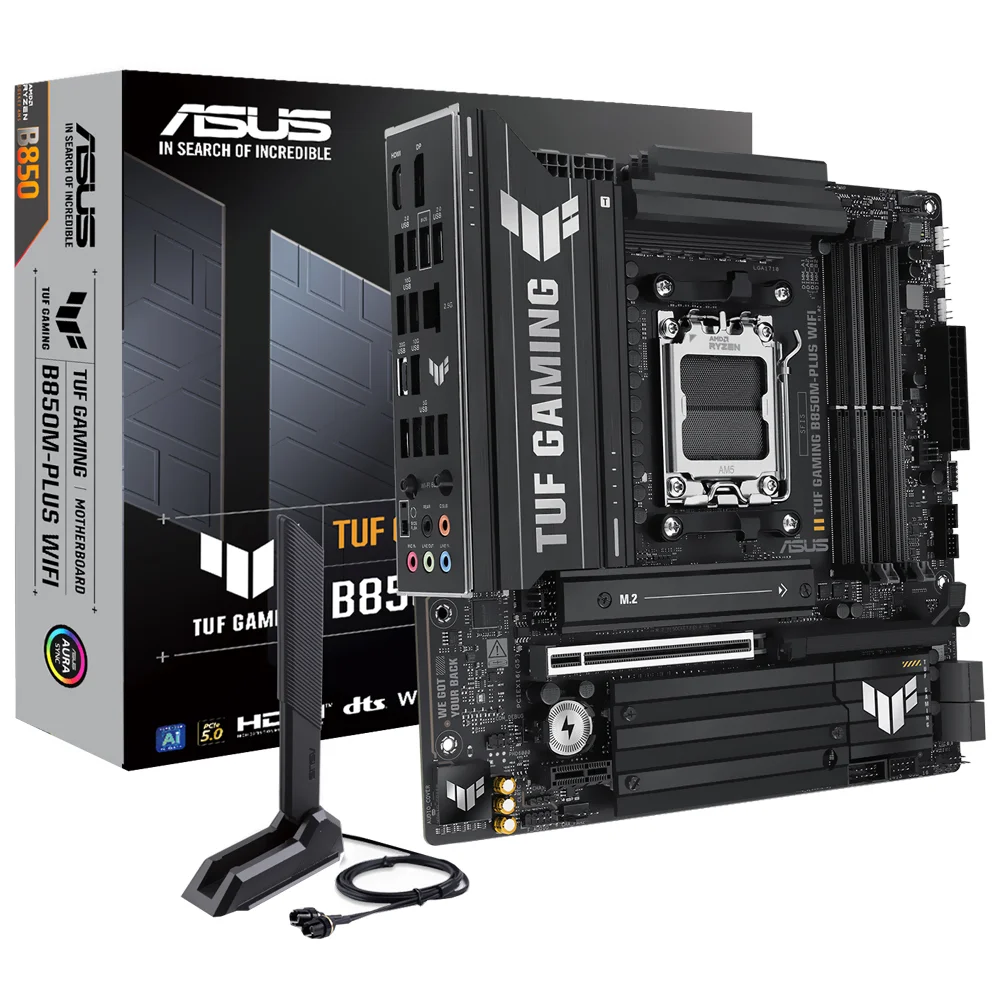 Placa Mãe Asus Tuf Gaming B850m-plus Wi-fi Socket Am5 Ddr5 Micro Atx Bluetooth 5.2 PCie 5.0 RGB Gamer