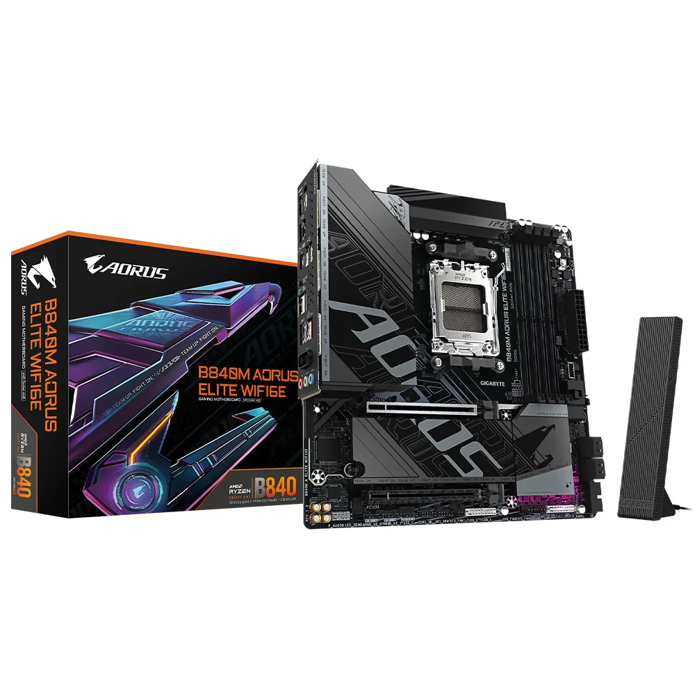 Placa Mãe Gigabyte B840m Aorus Elite Wi-fi 6e Socket Am5 Ddr5 Atx Bluetooth 5.2 RGB Gaming High Performance
