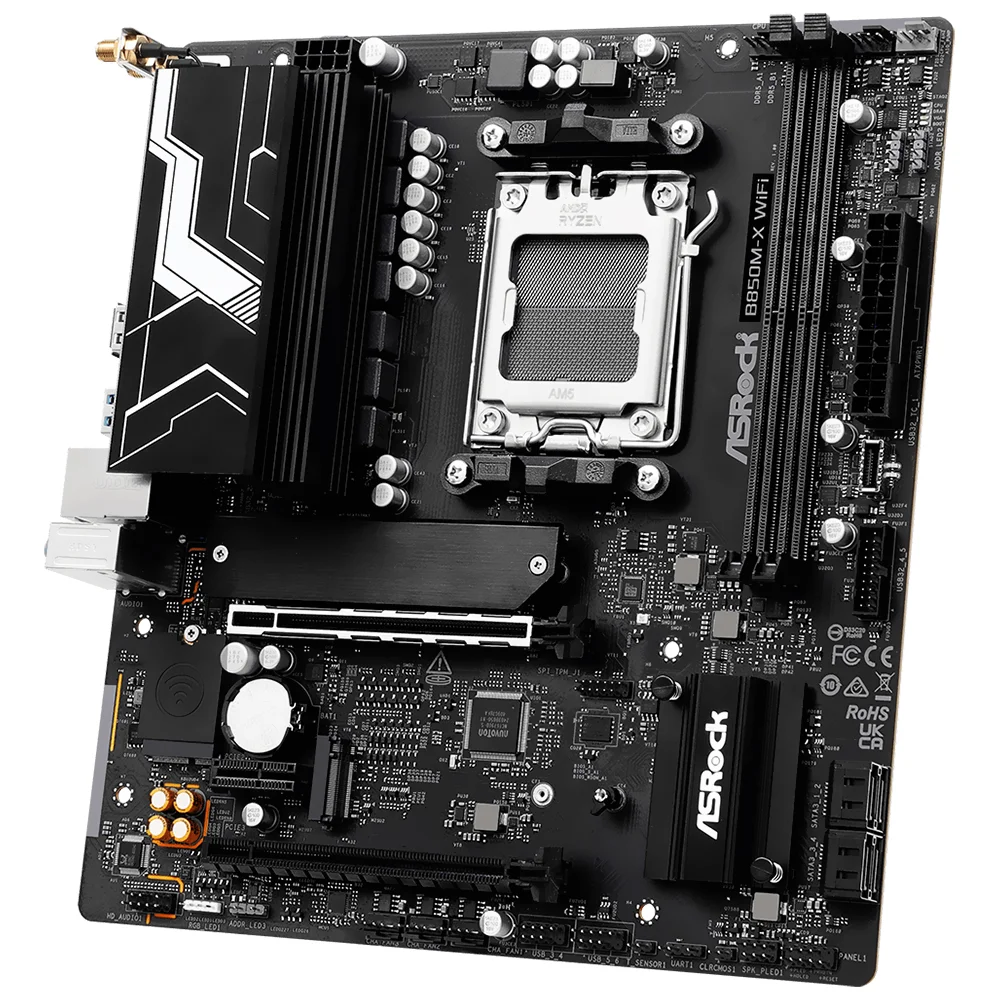 Placa Mãe Asrock B850m-x Wi-fi R2.0 Socket Am5 Ddr5 Micro Atx Wi-fi 6 Bluetooth 5.2 PCie 4.0 RGB 4x Sata 6gb/s