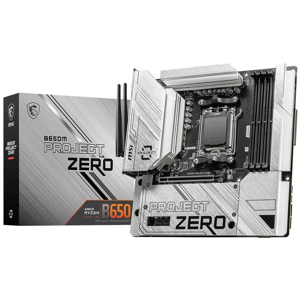 Imagem 2 de 3 do produto Placa Mãe Msi B650m Project Zero Socket Am5 Ddr5 Micro Atx PCie 4.0 RGB 4x Sata 6gb/s Usb 3.2 Gen 2