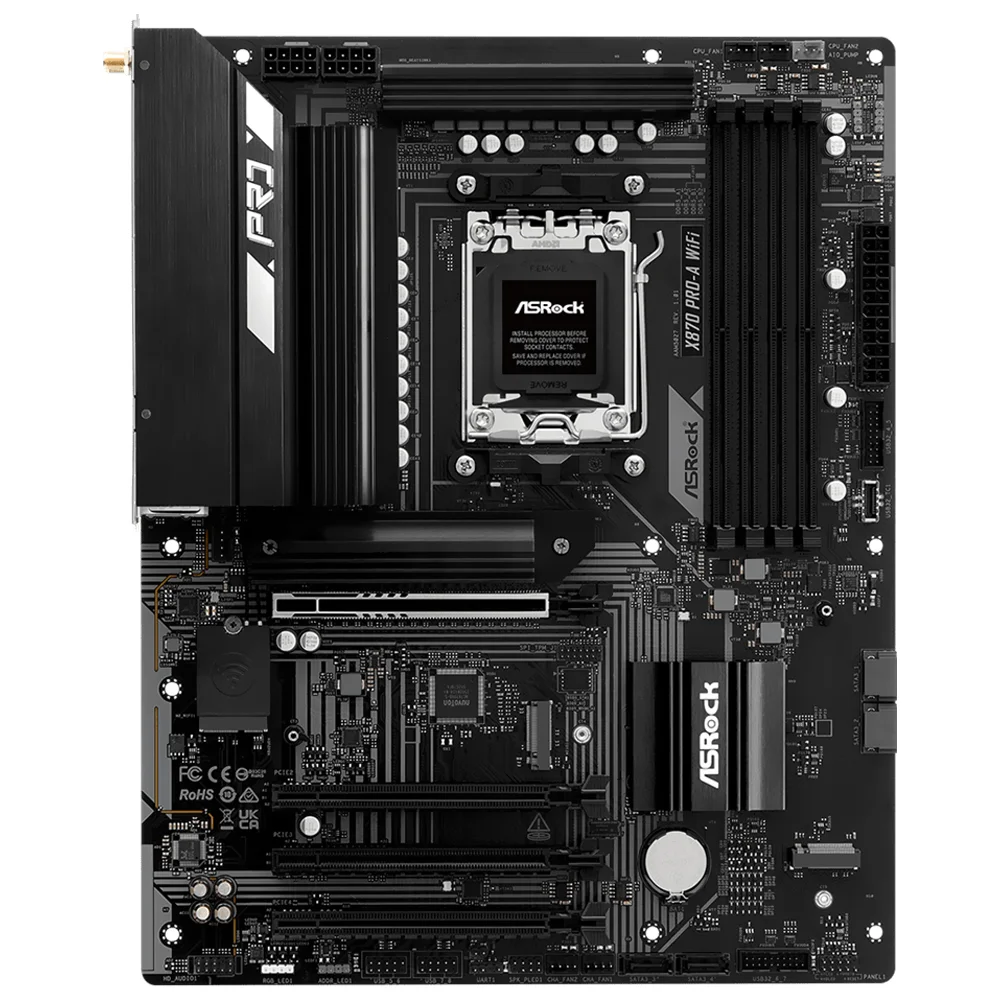 Imagem 2 de 3 do produto Placa Mãe Asrock X870 Pro-a Wi-fi Socket Am5 Ddr5 Atx Bluetooth 5.2 PCie 5.0 4 Slots Ram RGB