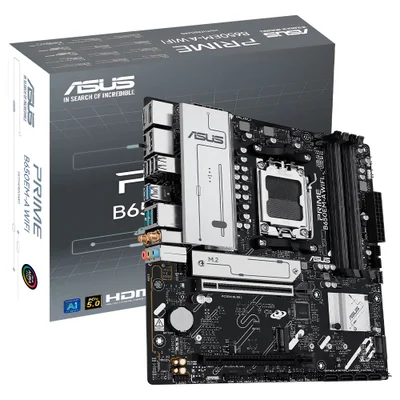 Placa Mãe Asus Prime B650em-a Wi-fi Socket Am5 Ddr5 Atx Bluetooth 5.2 4x Sata 6gbps 2x M.2 PCie 4.0 RGB