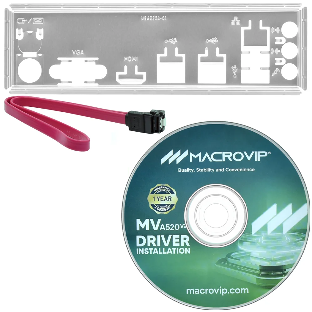 Imagem 3 de 3 do produto Placa Mãe Macrovip Mv-a520v2 Socket Am4 Atx Vga Ddr4 3200mhz Suporte Ryzen 5000 Usb 3.2 PCie 3.0