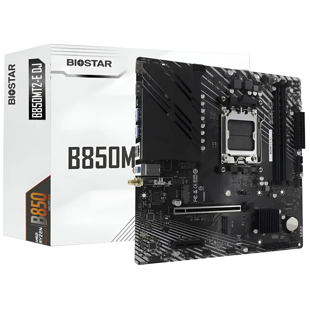 Placa Mãe Biostar B850mt2-e Dj Socket Am5 Ddr5 Atx 4x Sata 6gb/s Usb 3.2 Gen 1 PCie 4.0 Gaming