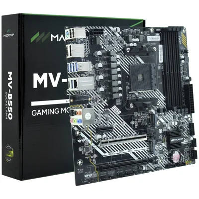 Placa Mãe Macrovip Mv-b550 Socket Am4 Ddr4 Atx 4 Slots Memória PCie 4.0 Suporte Ryzen Gamer