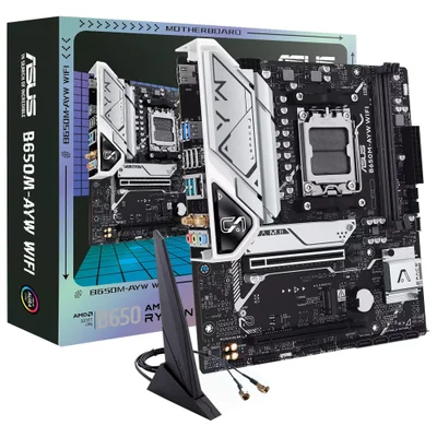 Placa Mãe Asus B650m-ayw Wi-fi Socket Am5 Ddr5 Micro Atx 2x M.2 PCie 4.0 Bluetooth 5.2 RGB Gaming