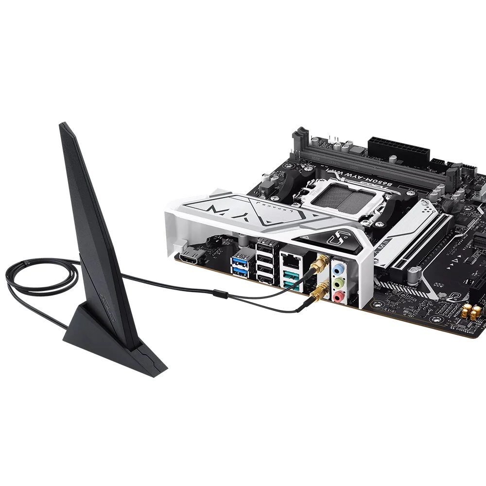Imagem 2 de 3 do produto Placa Mãe Asus B650m-ayw Wi-fi Socket Am5 Ddr5 Micro Atx 2x M.2 PCie 4.0 Bluetooth 5.2 RGB Gaming