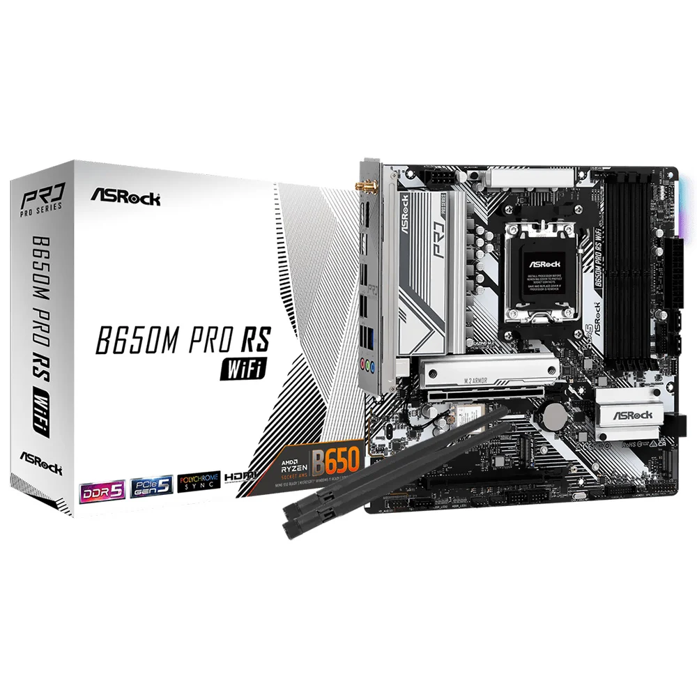 Placa Mãe Asrock B650m Pro Rs Wi-fi Socket Am5 / Ddr5
