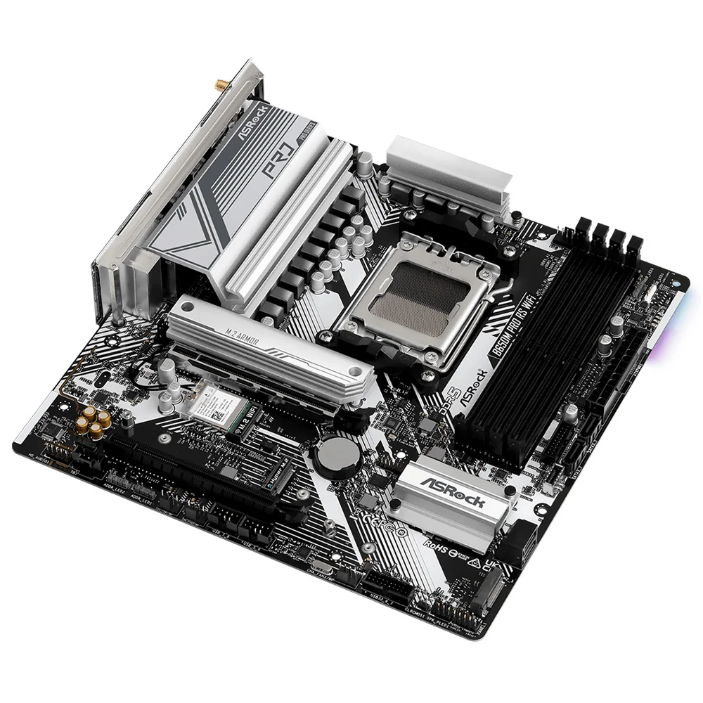 Imagem 2 de 3 do produto Placa Mãe Asrock B650m Pro Rs Wi-fi Socket Am5 / Ddr5