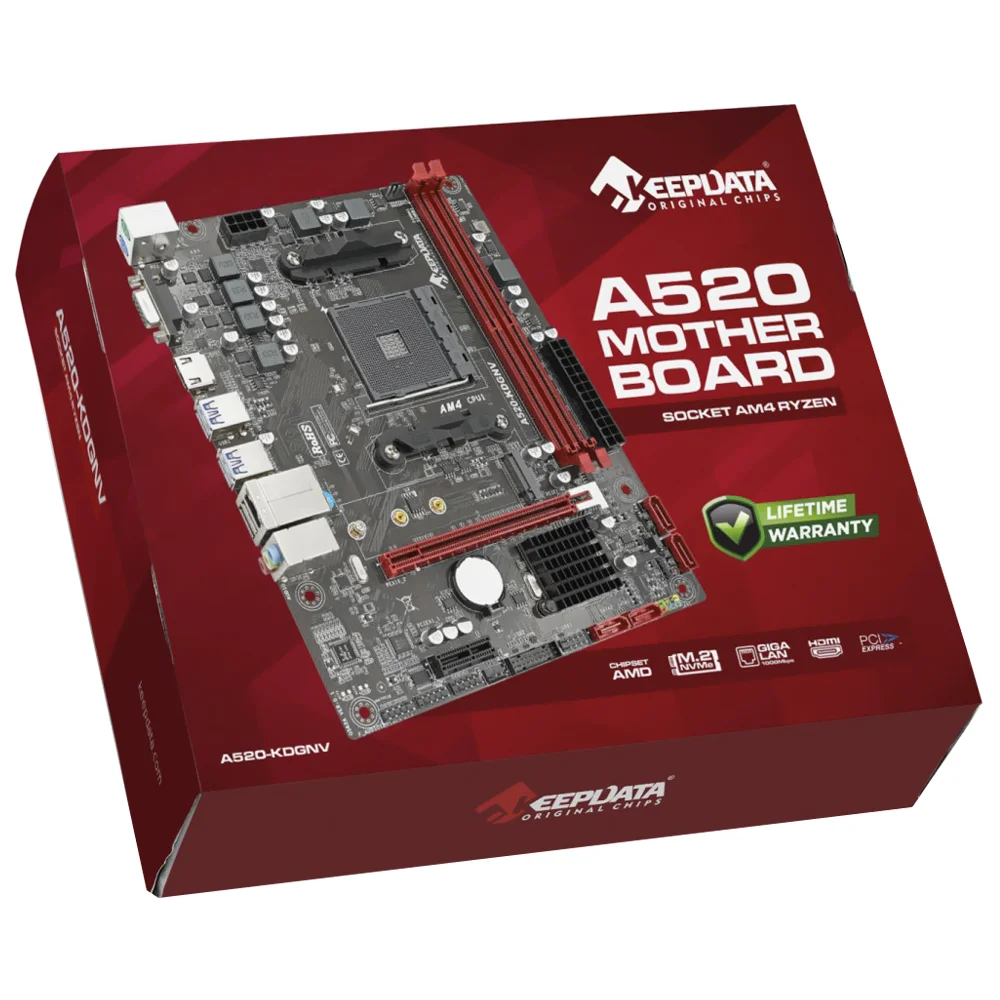 Imagem 3 de 3 do produto Placa Mãe Keepdata A520-kdgnv Socket Am4 Vga Ddr4 3200mhz Atx Suporte Ryzen 5000 M.2 PCie 3.0 Usb 3.2