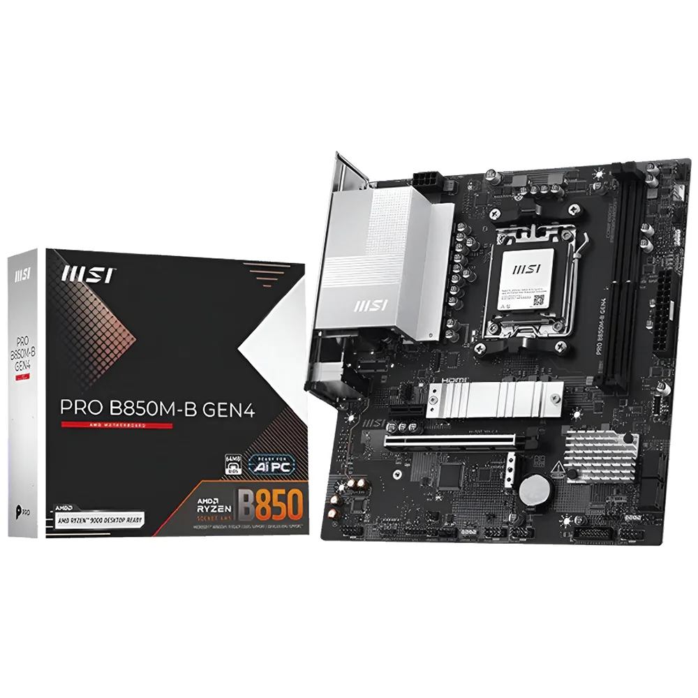Placa Mãe Msi Pro B850m-b Gen4 Socket Am5 Ddr5 Micro Atx 4x Sata 6gb/s PCie 4.0 Usb 3.2 Gen 2