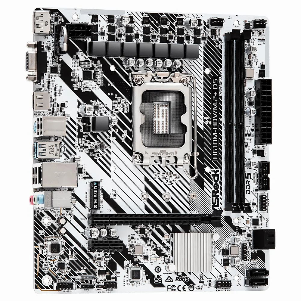 Imagem 3 de 3 do produto Placa Mãe Asrock H610m-hdv/m.2+ Socket LGA  1700 Ddr5 Micro Atx Vga M.2 4x Sata 6gb/s Ideal Para Gaming