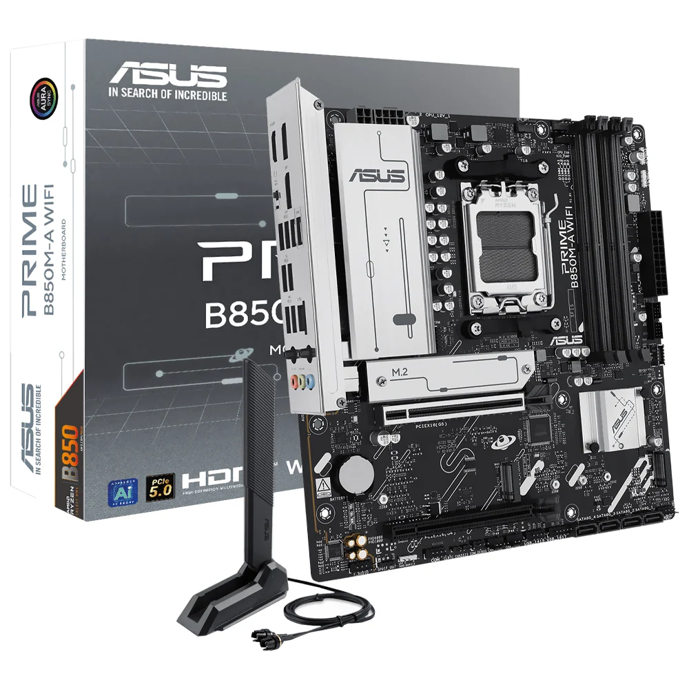 Placa Mãe Asus Prime B850m-a Wi-fi Socket Am5 Ddr5 Micro Atx Bluetooth 5.2 4x Sata 6gb/s PCie 5.0