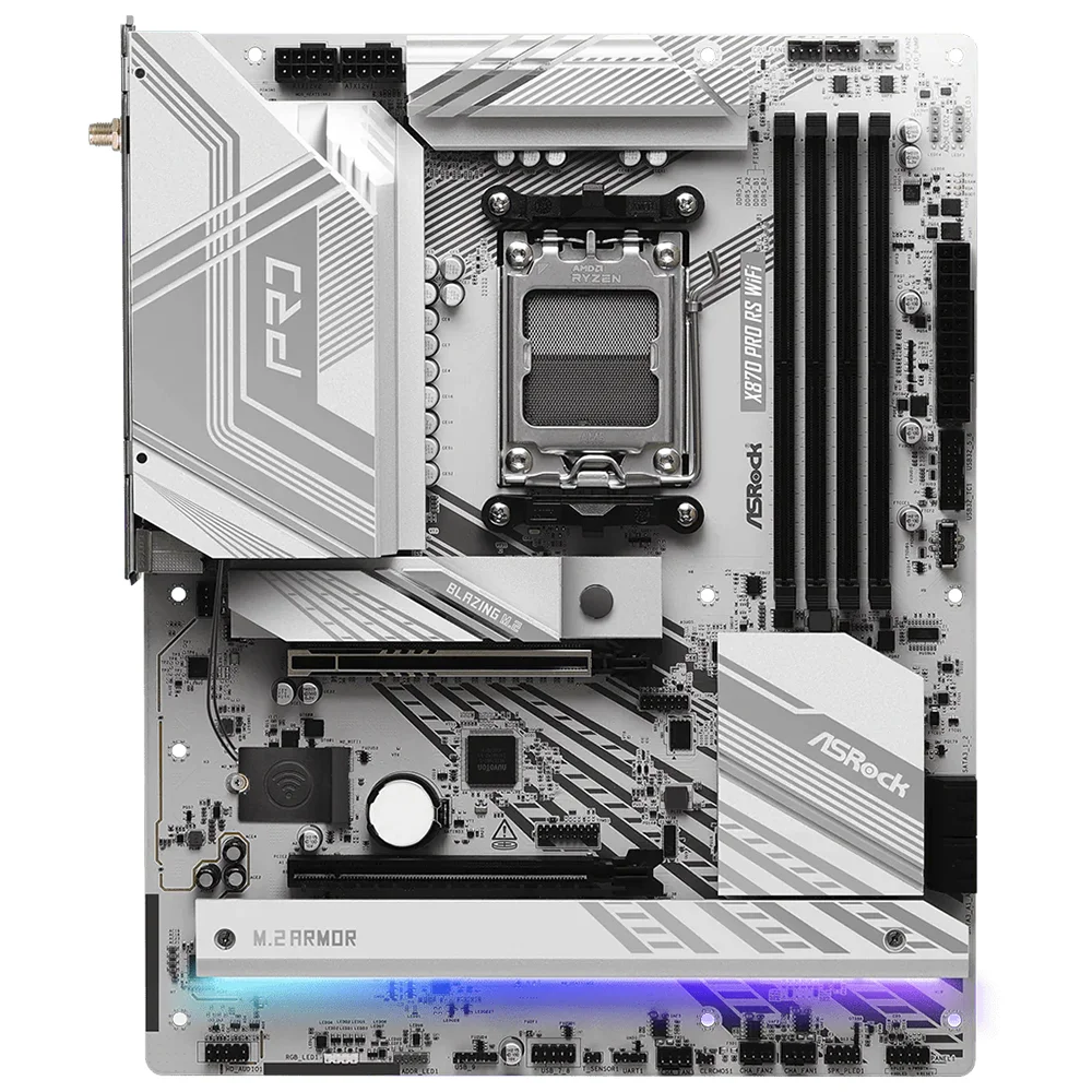 Imagem 3 de 3 do produto Placa Mãe Asrock X870 Pro Rs Wi-fi Socket Am5 Ddr5 Atx Bluetooth 5.2 PCie 5.0 RGB M.2 4 Slots Ram