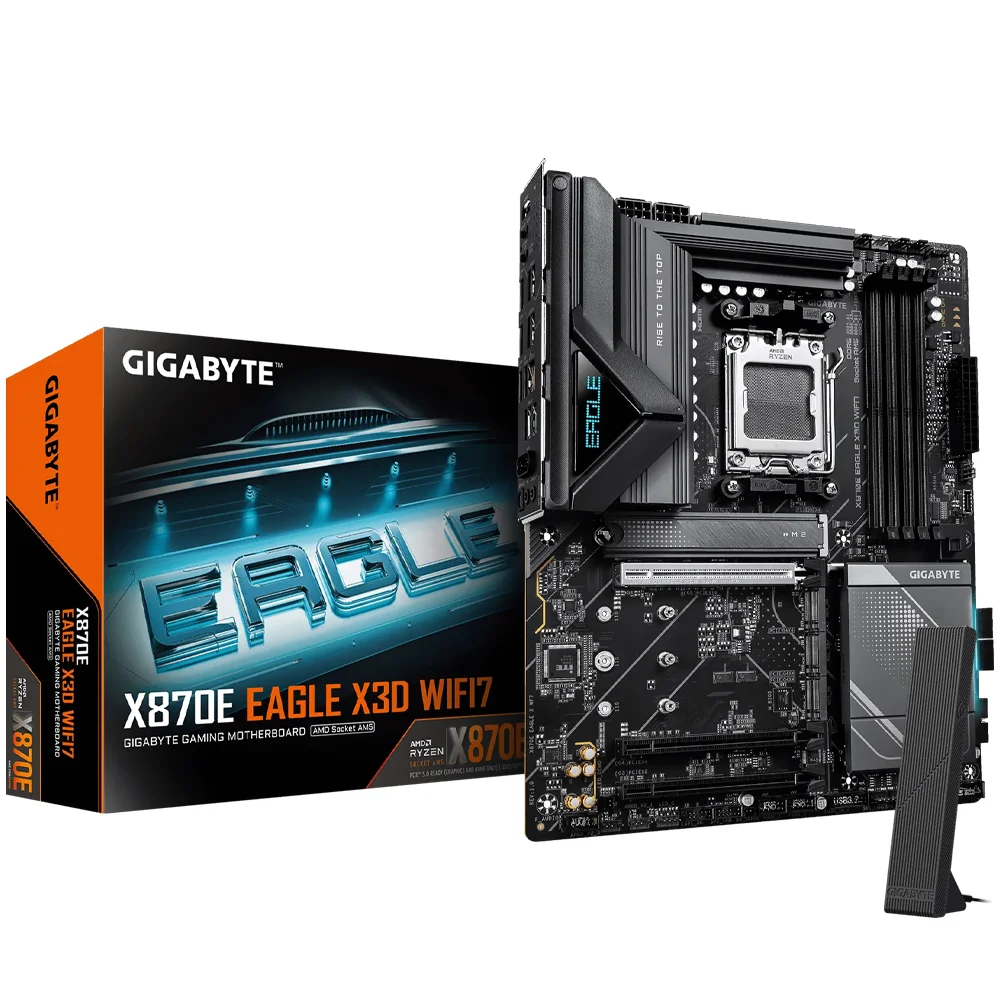 Placa Mãe Gigabyte X870e Eagle X3d Wi-fi 7 Socket Am5 Ddr5 Atx 4x M.2 PCie 5.0 RGB Gaming