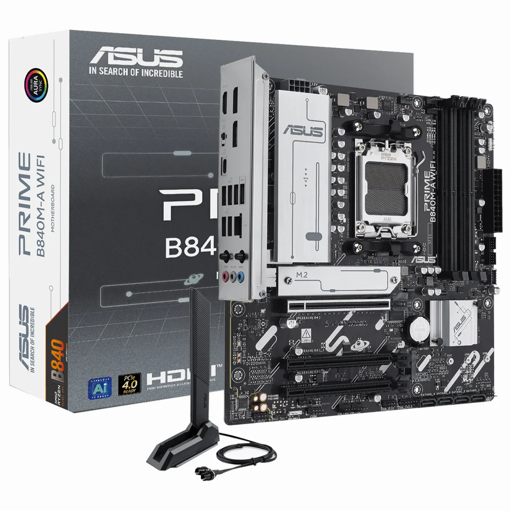 Placa Mãe Asus Prime B840m-a Wi-fi Socket Am5 Ddr5 Micro Atx Bluetooth 5.0 Conectividade Wi-fi 6 Usb 3.2 Gen 2
