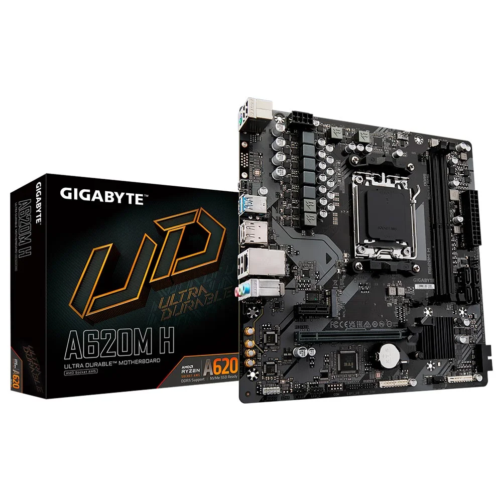 Placa Mãe Gigabyte A620m H Socket Am5 Ddr5 Micro Atx 4x Sata 6gb/s PCie 4.0 RGB Áudio Hd