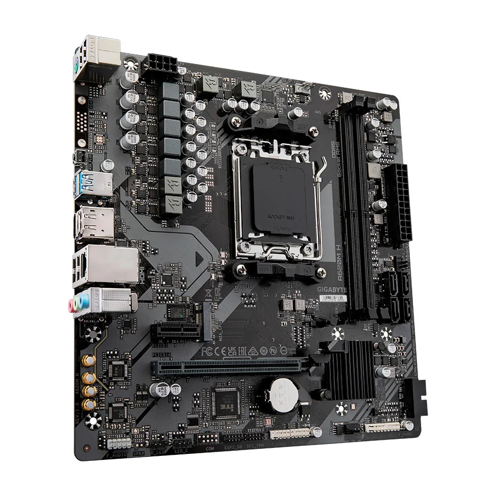 Imagem 3 de 3 do produto Placa Mãe Gigabyte A620m H Socket Am5 Ddr5 Micro Atx 4x Sata 6gb/s PCie 4.0 RGB Áudio Hd