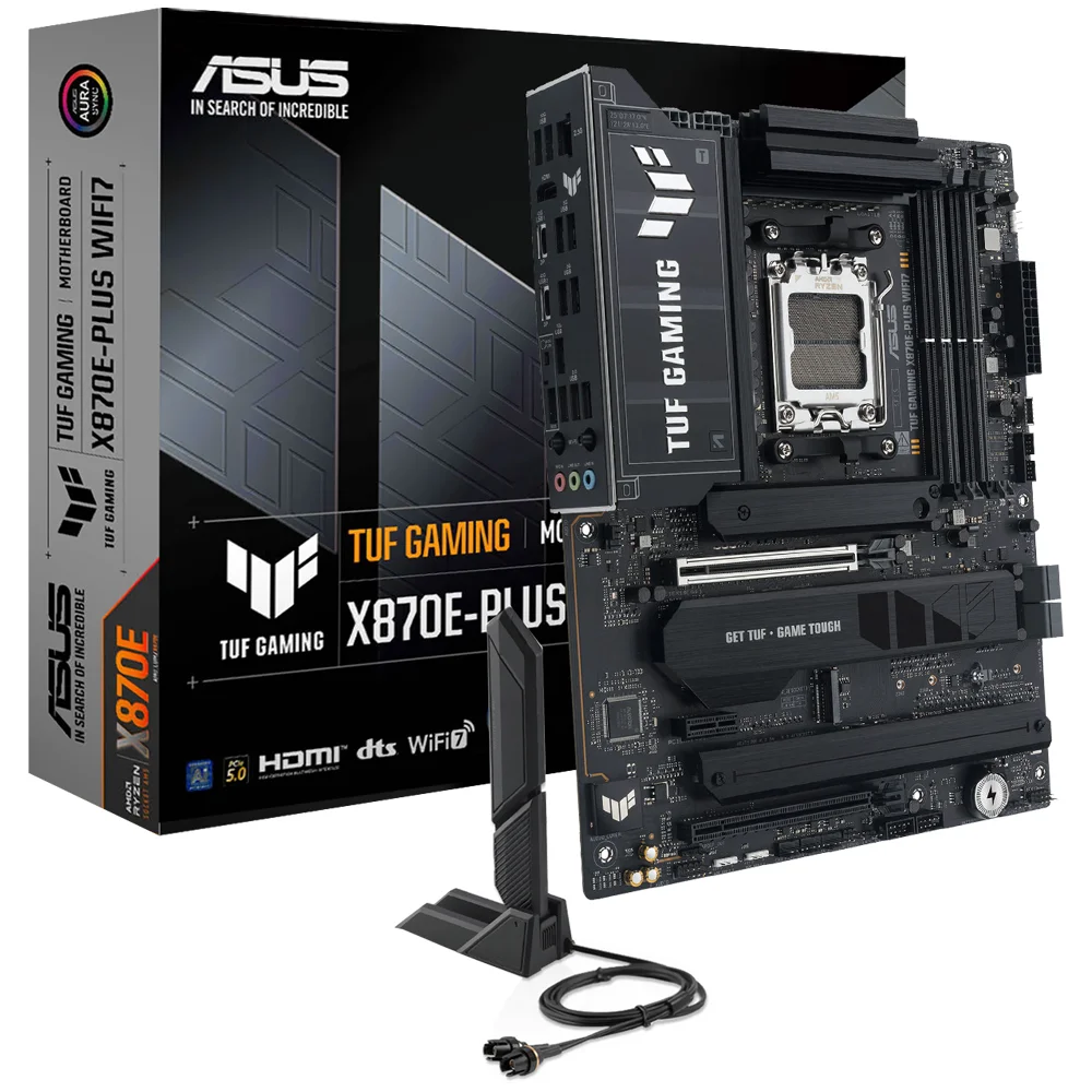Placa Mãe Asus Tuf Gaming X870e-plus Wi-fi 7 Socket Am5 Ddr5 Atx RGB PCie 5.0 Mu-mimo 4x M.2