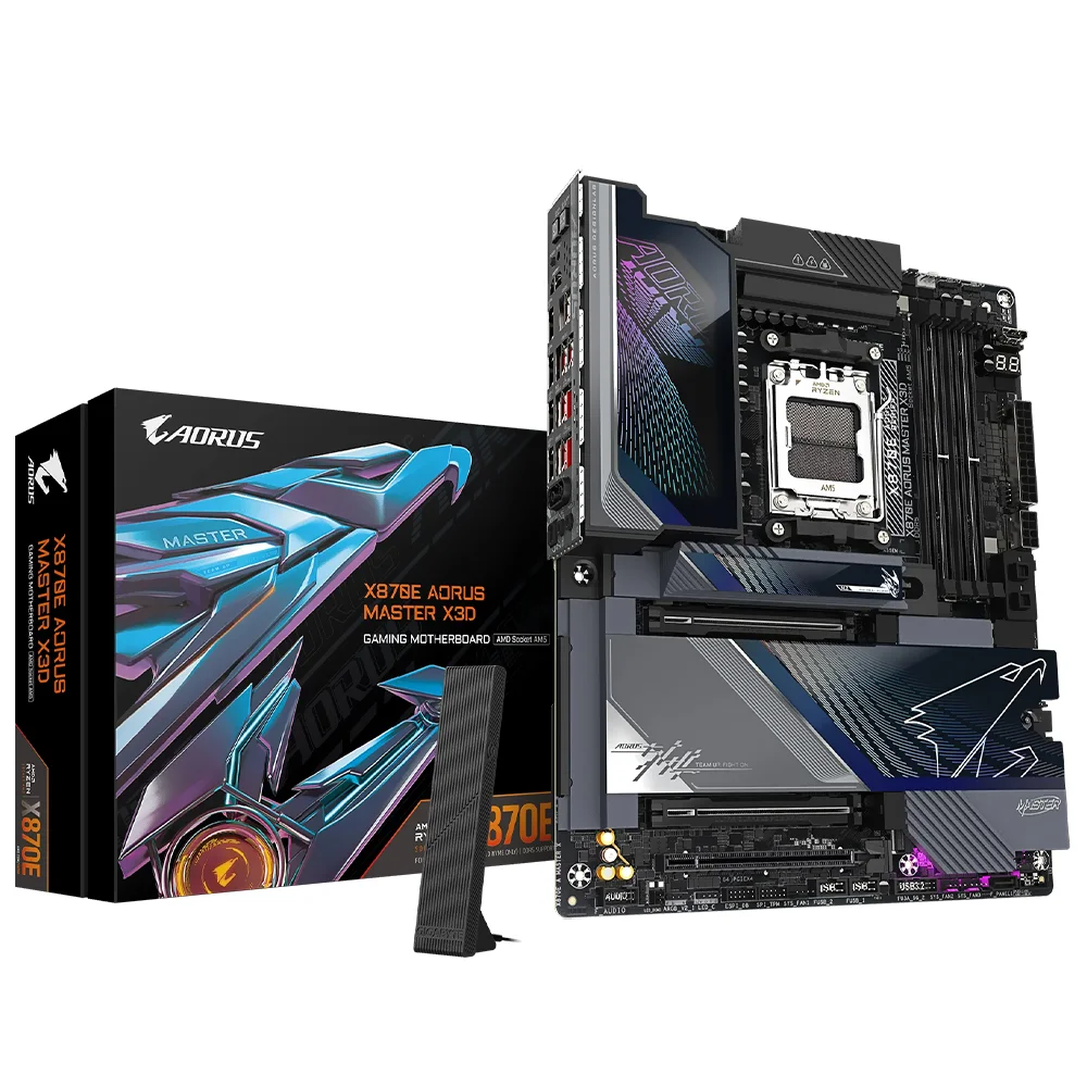 Placa Mãe Gigabyte X870e Aorus Master X3d Socket Am5 Ddr5 Atx PCie 5.0 RGB 4x M.2 2.5gbe Audio 7.1