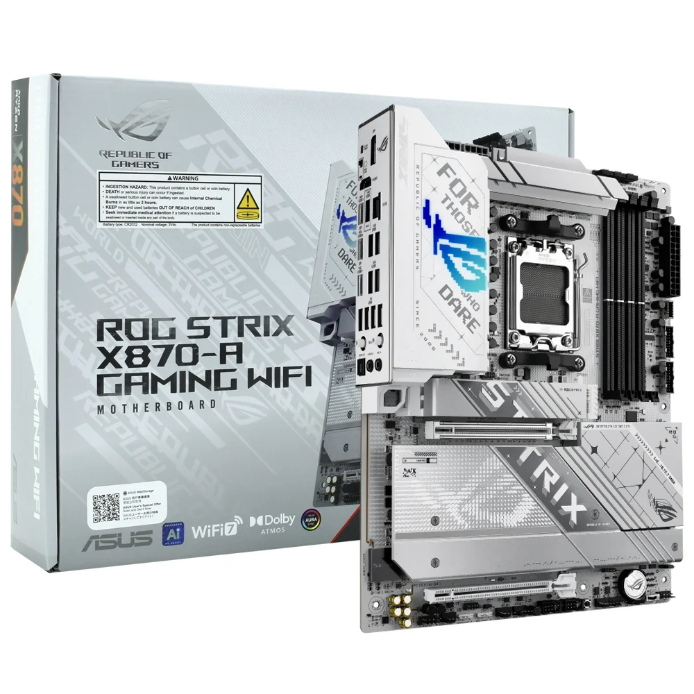 Placa Mãe Asus Rog Strix X870-a Gaming Wi-fi Socket Am5 Ddr5 Atx RGB PCie 5.0 4x M.2 Usb 3.2 Gen 2
