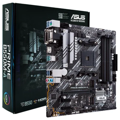 Placa Mãe Asus Prime B550m-a Socket Am4 Micro Atx Vga Ddr4 4400mhz Overclocking Suporte PCie 4.0 Dual Channel