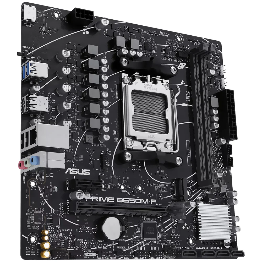 Imagem 3 de 3 do produto Placa Mãe Asus Prime B650m-f Socket Am5 Ddr5 Micro Atx 4 Slots Memória Suporte PCie 5.0 RGB Otimizada Para Gaming