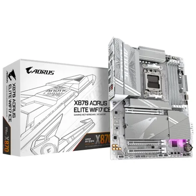 Placa Mãe Gigabyte X870 Aorus Elite Wi-fi 7 Ice Socket Am5 Ddr5 Atx RGB PCie 5.0 M.2 4 Slots Memória