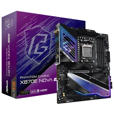 Placa Mãe Asrock X870e Nova Wi-fi Socket Am5 Ddr5 Atx Bluetooth 5.2 4x M.2 8x Usb 3.2 Gen2 RGB Gaming