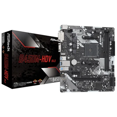 Placa Mãe Asrock B450m-hdv R4.0 Socket Am4 / Vga / Ddr4