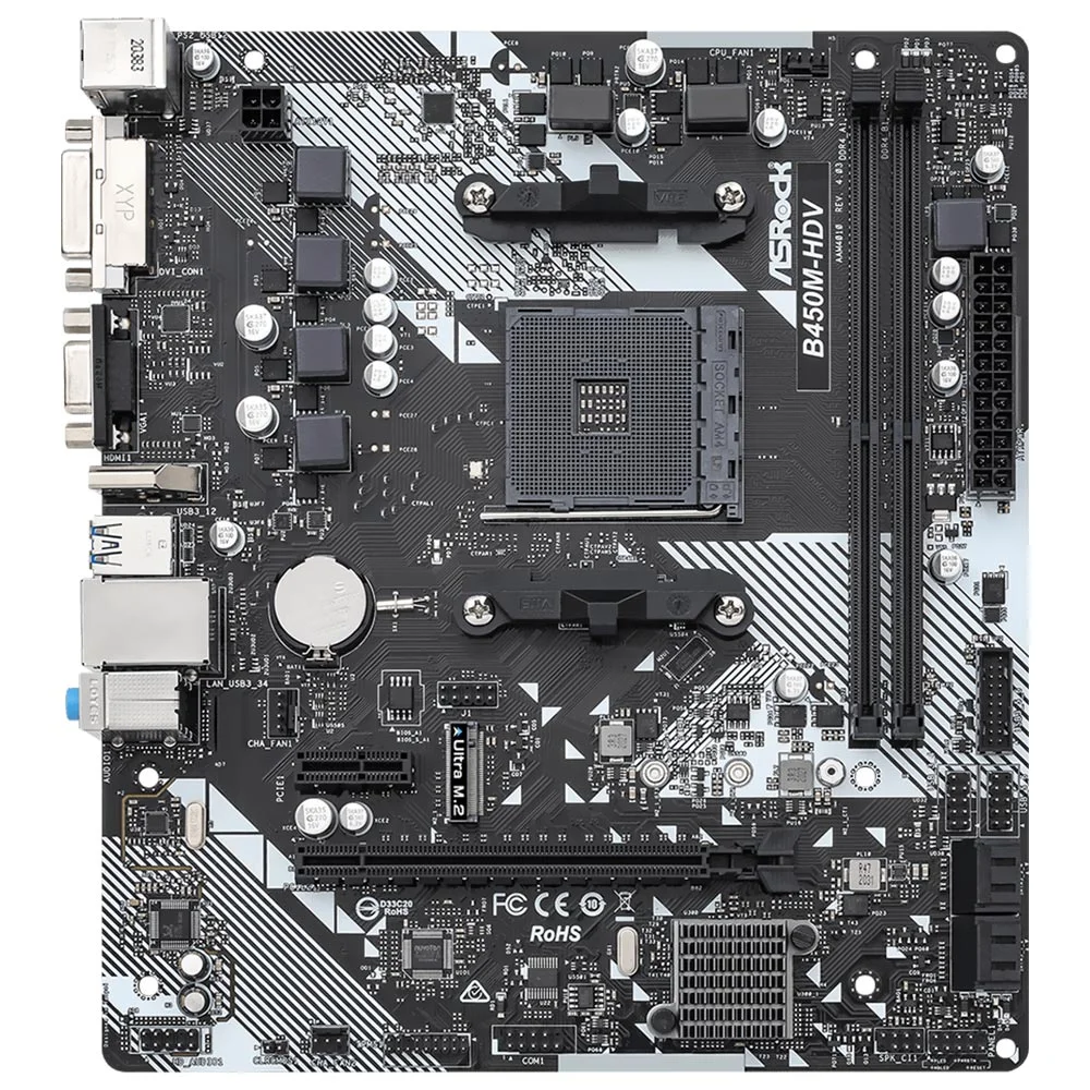 Imagem 3 de 3 do produto Placa Mãe Asrock B450m-hdv R4.0 Socket Am4 / Vga / Ddr4