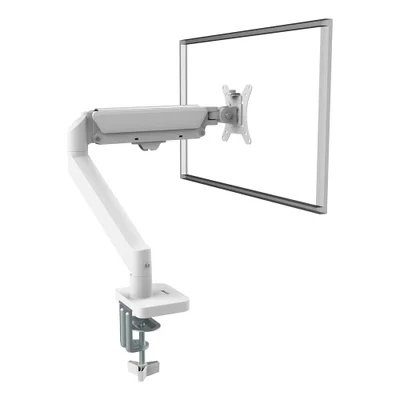 Suporte Para Monitor Clanm Cs21 Snow Braço A Gás 17 A 27 " Vesa 75x75 100x100mm Fixação Em Mesa Branco