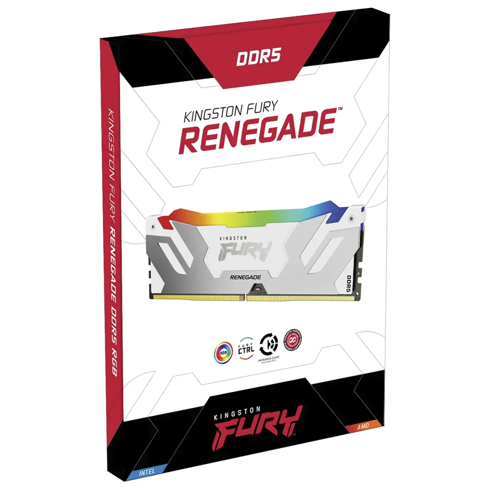 Imagem 3 de 3 do produto Memória Ram Kingston Fury Renegade Ddr5 16gb 7600mhz RGB - Branco / Prata (kf576c38rwa-16)