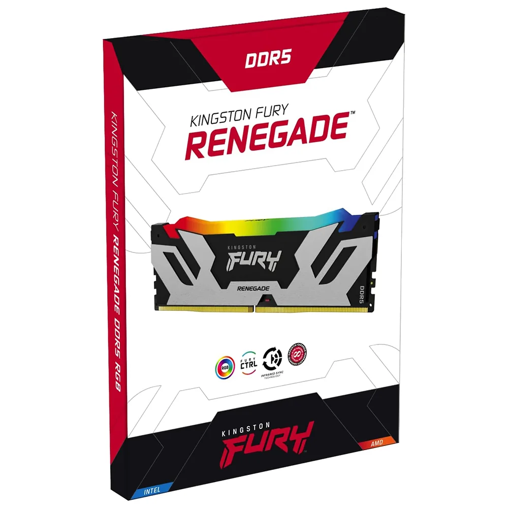 Imagem 2 de 3 do produto Memória Ram Kingston Fury Renegade Ddr5 96gb (2x48GB) 6400mhz RGB - Preto / Prata (kf564c32rsak2-96)